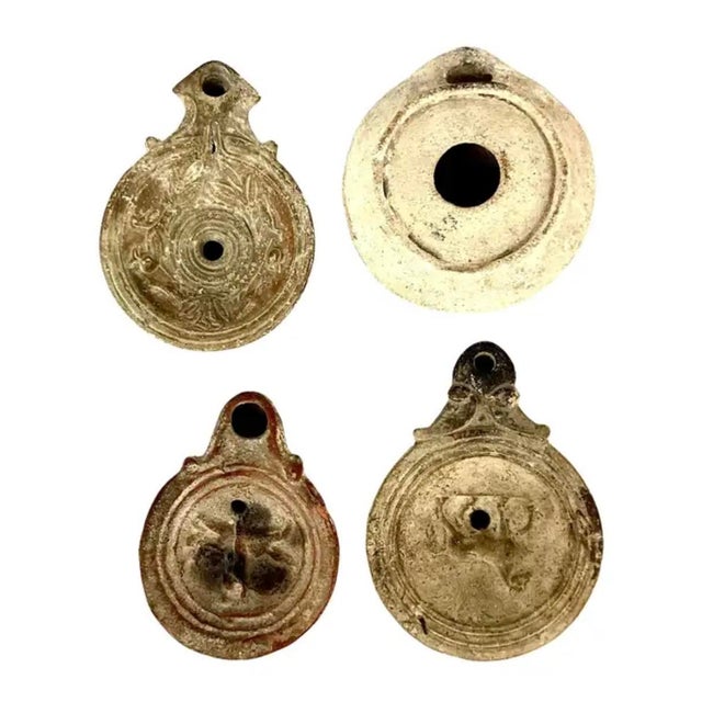 Beige Roman Terracotta Oil Lamps, Set of Four For Sale - Image 8 of 11