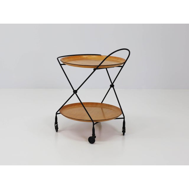 Foldable Serving Table with Detachable Trays by Paul Nagel for Jie Gantofta, Sweden, 1960, in Very Good conditions....