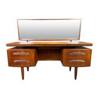 Vintage British Mid Century Modern Teak "Fresco" Vanity and Mirror For Sale