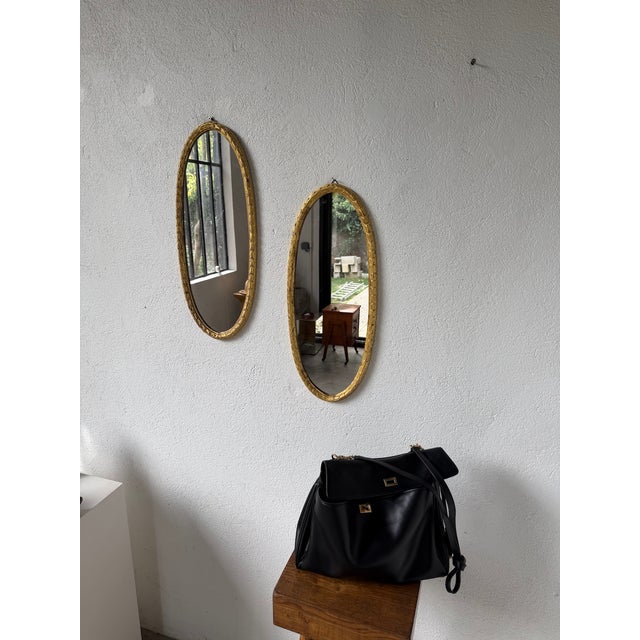 Wood Antique Oval Mirrors in Wood, 1890s, Set of 2 For Sale - Image 7 of 18