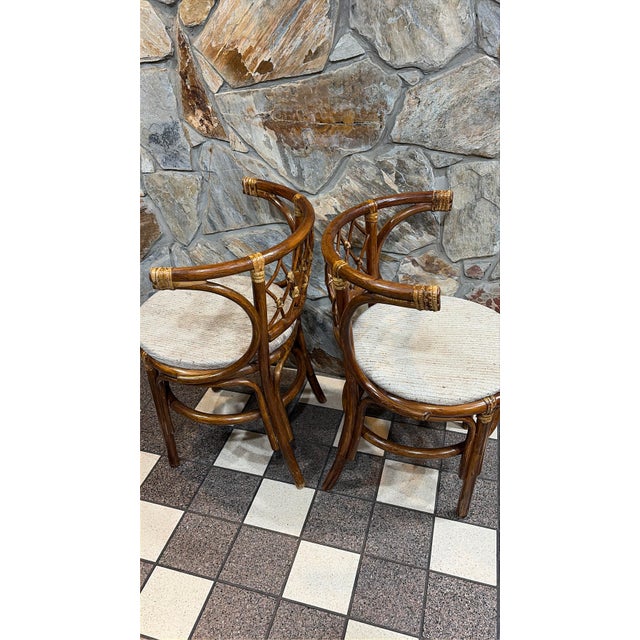 Vintage Honeymoon Brown Bamboo Set Oval Glass Top For Sale - Image 6 of 8