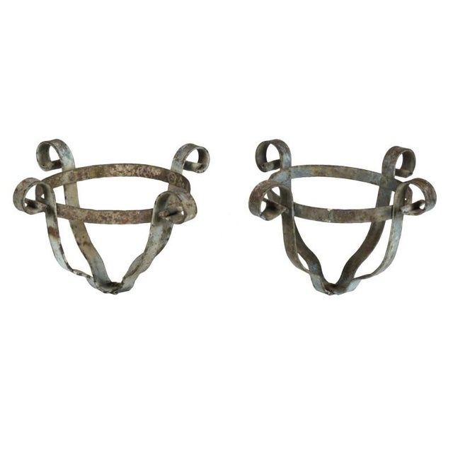 Antique Iron Vase Holders, Set of 2 For Sale - Image 4 of 6