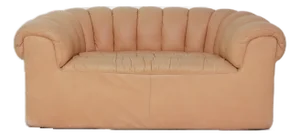 Mid 20th Century Leather Channel Back Loveseat