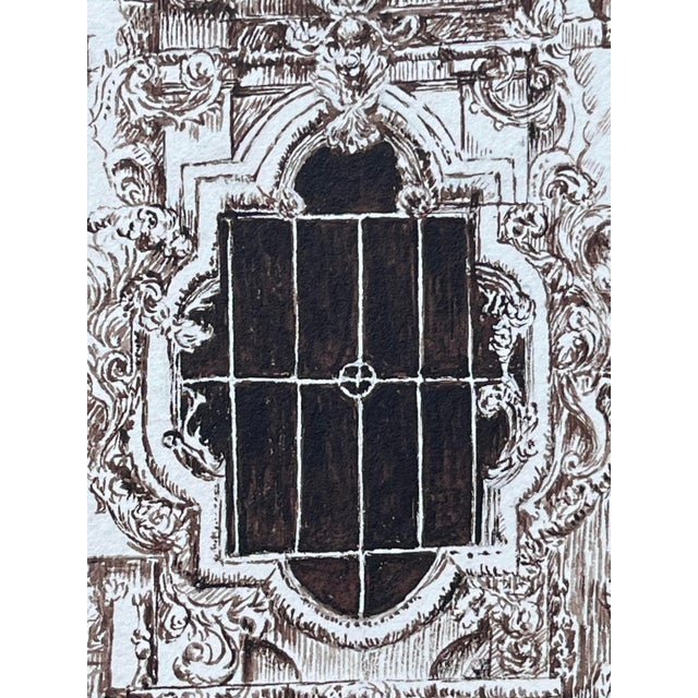 Antique Original Pen and Ink Drawing of a Old Window San Jose 19th ...