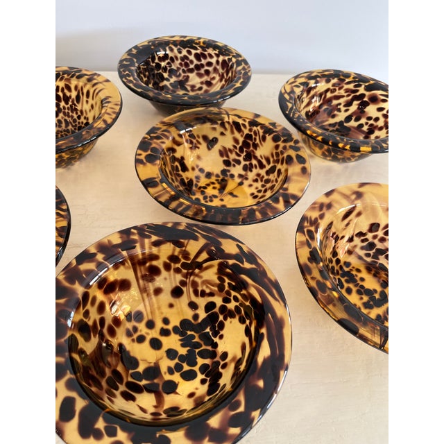 Vintage Tortoise Shell Motif/Leopard Hand-Blown Glass Bowl For Sale In Los Angeles - Image 6 of 9