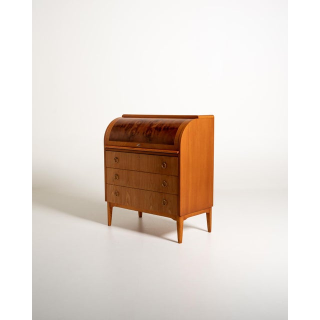 Wood Scandinavian Secretaire in Elm and Root, 1950s For Sale - Image 7 of 16