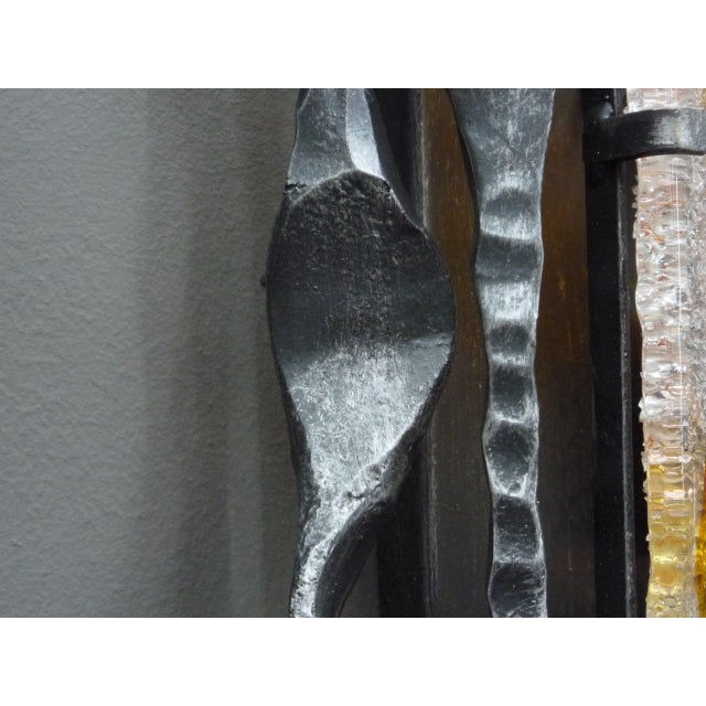 Large Brutalist Wrought Iron Wall Lamp attributed to Tom Ahlström, 1960s For Sale - Image 12 of 13