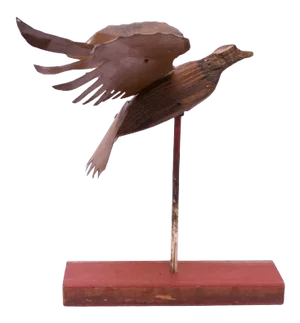 Folk Art Mounted Metal and Wood Carved Eagle Statue
