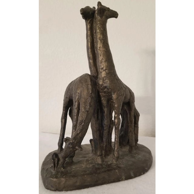 1972 Austin Productions Giraffe Chalkware/Plaster Sculpture Bronzetone Brutalist For Sale - Image 4 of 13