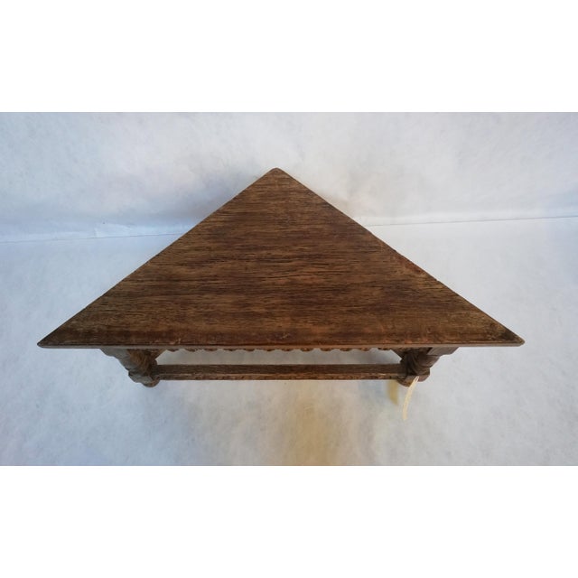 Indian Low Beautifully Carved Wood Corner Table For Sale - Image 3 of 16