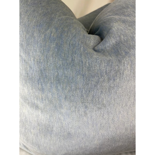 Custom pair of 22" pillows covered in Perennials "Big Softy" indoor/Outdoor velvet in zephr. These pillows have tapered...