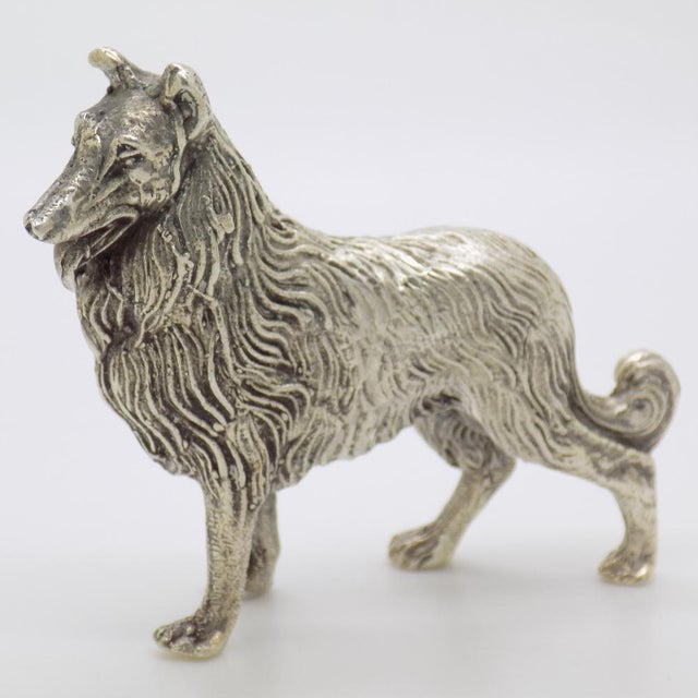 1970s Vintage Italian Handmade Silver Large Collie Dog Figurine, Florence, 1970s For Sale - Image 5 of 13
