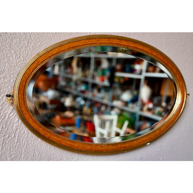 Large Le Gracieux Oval Patinated Mirror, 1940s For Sale - Image 9 of 9