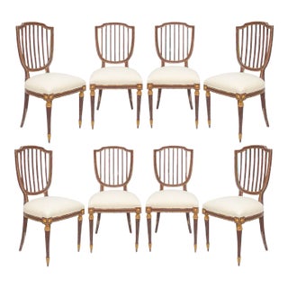 Set of Eight Dining Chairs in the Neoclassic Manner For Sale