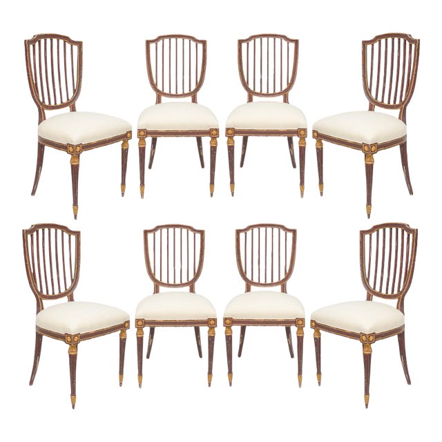 Set of Eight Dining Chairs in the Neoclassic Manner For Sale
