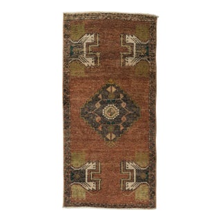 Turkish Mini Rug Oriental Hand Knotted Vintage Rug 1'7" x 3'4" #21275 For Sale