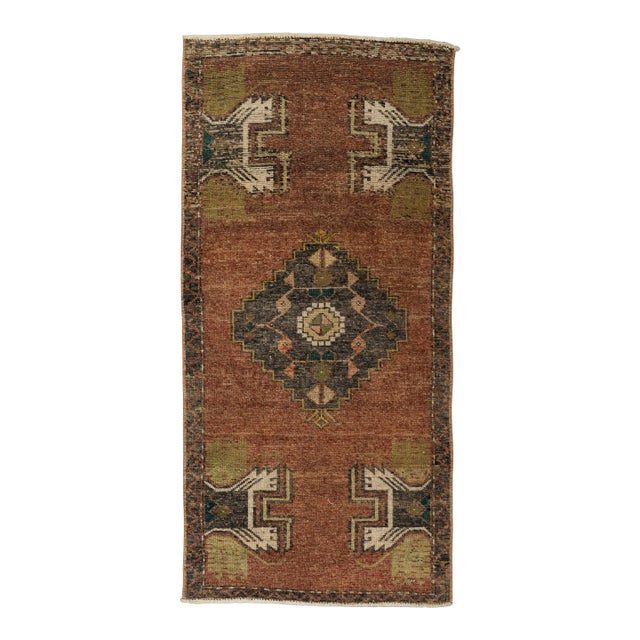 Turkish Mini Rug Oriental Hand Knotted Vintage Rug 1'7" x 3'4" #21275 For Sale