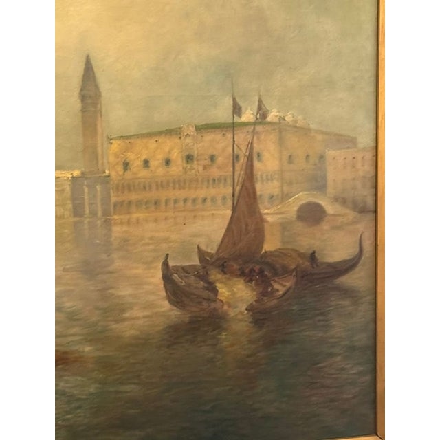 19th Century Large Italian Venetian Scene Oil on Canvas For Sale - Image 5 of 8