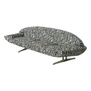 Curved Capri Three-Seat Sofa with Zebra Upholstery from Johannes Andersen, 1965 For Sale
