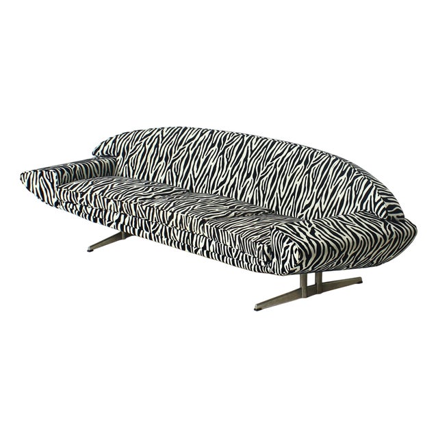 Curved Capri Three-Seat Sofa with Zebra Upholstery from Johannes Andersen, 1965 For Sale