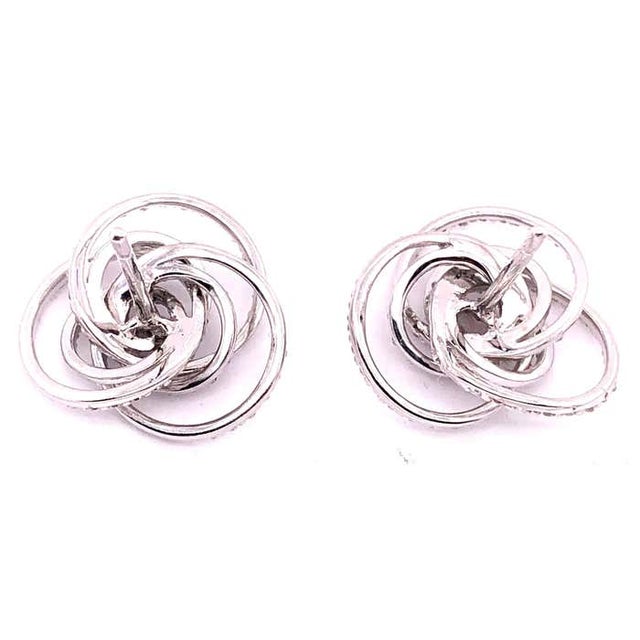 18 Karat White Gold Diamond Flower Swirl Stud Earrings by H2 at Hammerman For Sale - Image 9 of 12