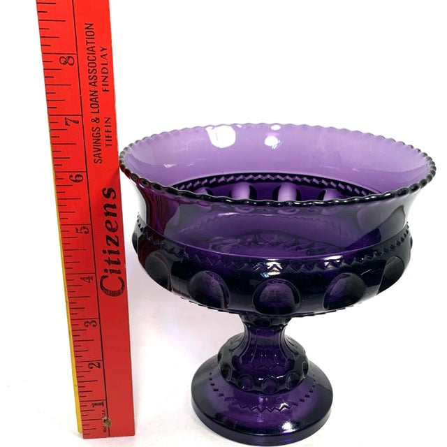 Early 20th Century Amethyst Pressed Glass Pedestal Compote Traditional Victorian For Sale - Image 10 of 10