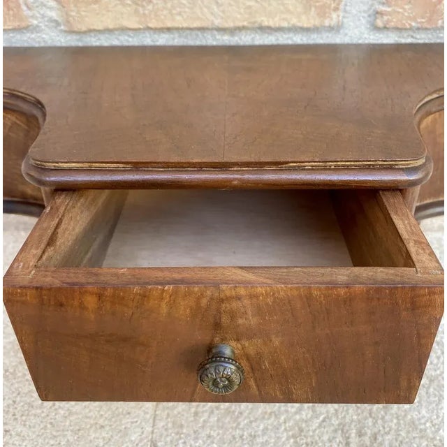 French Wall Bedside Tables in Walnut, 1920s, Set of 2 For Sale - Image 10 of 12