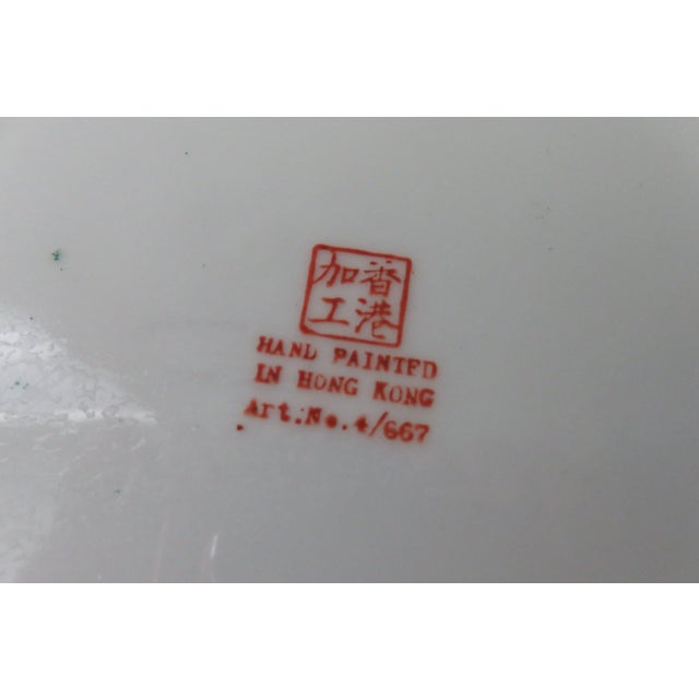 Vintage Rose Medallion Japanese Porcelain Dish Decorated in Hong Kong For Sale In Dallas - Image 6 of 6