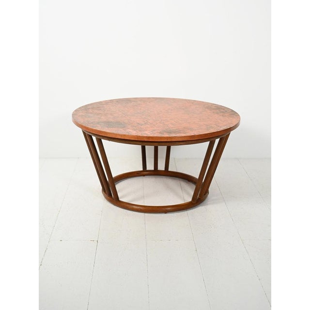 Round Bamboo and Copper Coffee Table, 1930s For Sale - Image 11 of 11