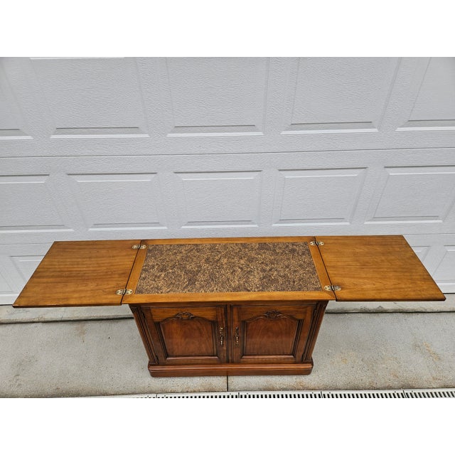 Kindel Furniture Locking Flip Top Server Dry Bar on Casters For Sale - Image 9 of 17