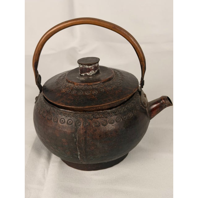 Traditional Antique Himalayan / Tibetan Hand-Worked Copper Kettle For Sale - Image 3 of 5