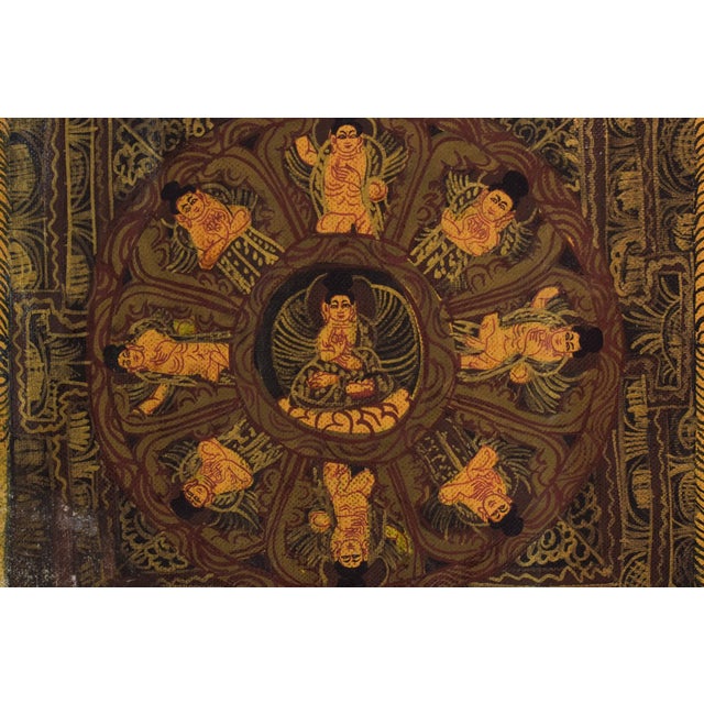 Vintage Hand Painted Tibetan Scrolls, Set of 2 For Sale - Image 4 of 18