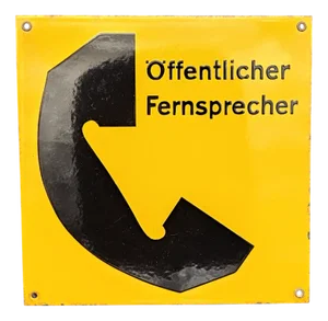 Enamel Public Telephone Sign, 1950s-1960s