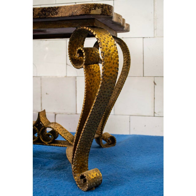 1950s Gilded Iron and Marble Coffee Table from Colli, Italy, 1950s For Sale - Image 5 of 7