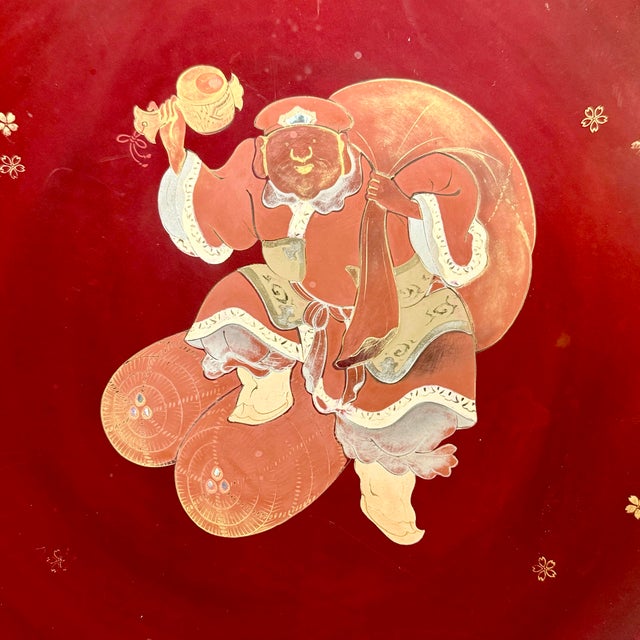 Asian Vintage Maruni Lacquerware Decorative Wall Plate (Occupied Japan), Marked For Sale - Image 3 of 6