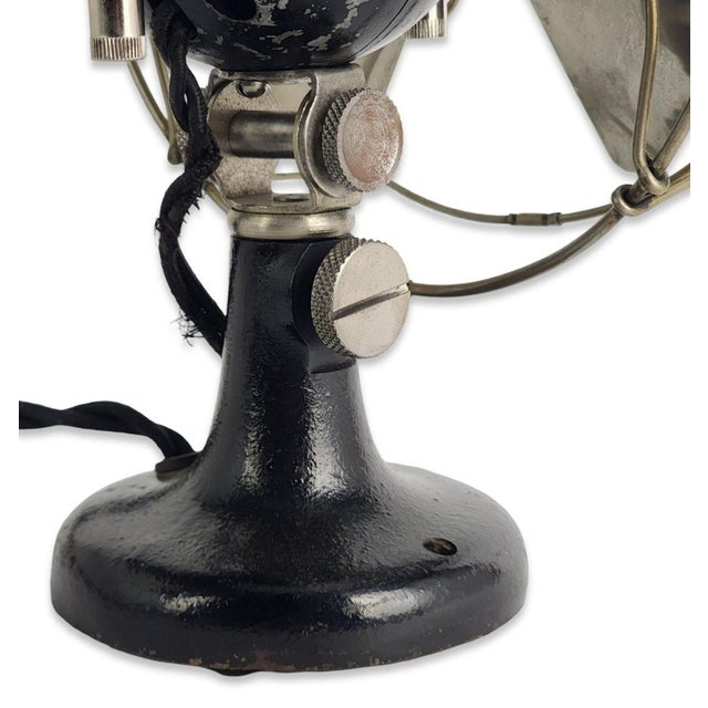 Circa 1911 Carleton Ball Motor Fan Ac DC Nickel Blade and Cage/Guard For Sale In Charlotte - Image 6 of 9