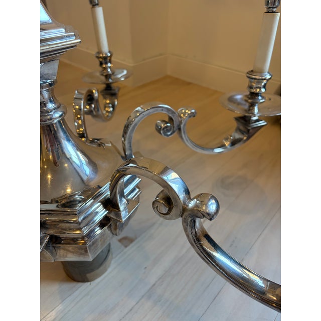 Metal Early 20th Century Six-Arm Sterling Silver Chandelier For Sale - Image 7 of 7