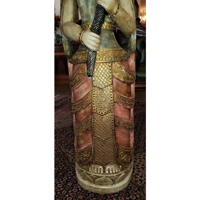 Early 20th Century Thai Goddess Polychrome Statue For Sale - Image 9 of 12