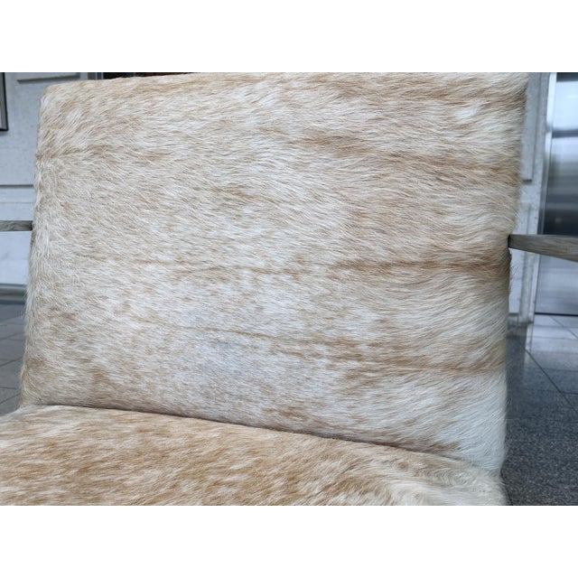 Bauhaus Style Cantilevered Steel Chairs in Pony Skin - A Pair For Sale - Image 10 of 15