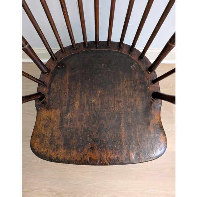 Late 18th Century Late 18th Century Windsor Arm Chair Plank Seat Fan-Back New England For Sale - Image 5 of 18