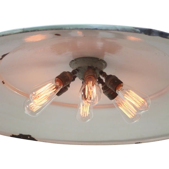 Industrial Large Mid-Century Modern Dutch Industrial Green Enamel Pendant Lamp from Philips For Sale - Image 3 of 11