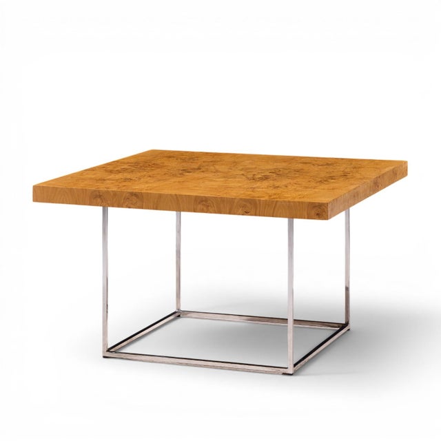 Brown Milo Baughman for Thayer Coggin Style Mid Century Burlwood and Chrome Side Tables - Pair For Sale - Image 8 of 11