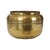 Large brass cache-pot—an elegant, rounded repoussé flower pot or jardinière featuring a ribbon pattern around the body....