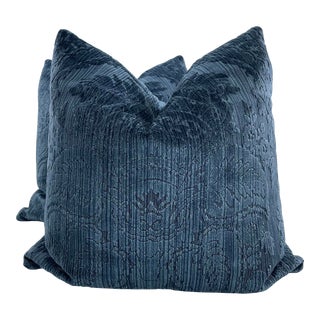 Lee Jofa "Imperial Velvet" in Midnight 22" Pillows-A Pair For Sale
