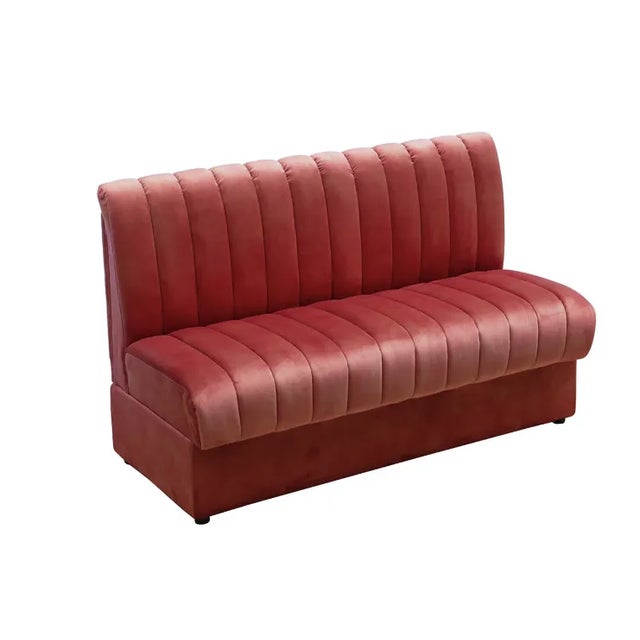 Mid-Century Modern Matthew Izzo Home Estelle Berry Velvet Straight Banquette Sofa For Sale - Image 3 of 4