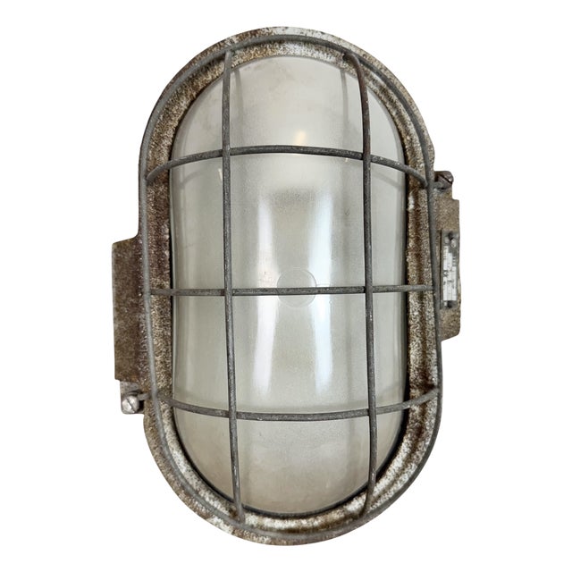 Industrial Grey Rusty Cast Iron Wall Light from Elektrosvit, 1960s For Sale
