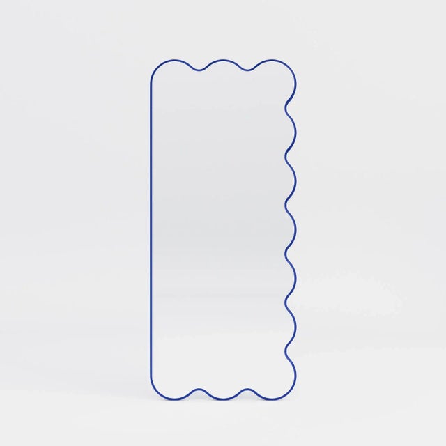 Hvyli Q11 - Full Length Asymmetrical Wavy Blue Mirror by Oitoproducts For Sale - Image 10 of 15