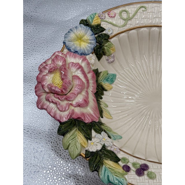 Ceramic 1990s Fitz and Floyd “Les Fleurs” Large Round Ceramic Bowl For Sale - Image 7 of 11