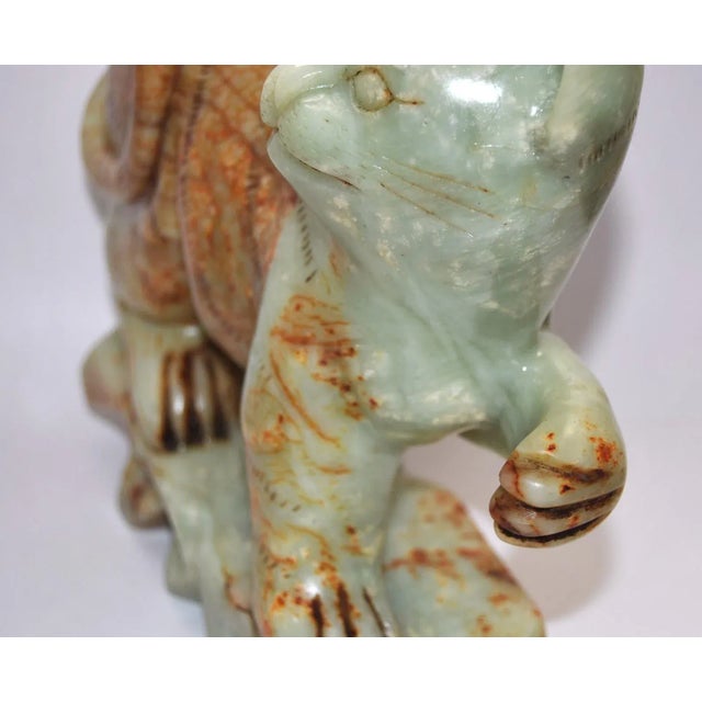 Antique Jade Green Alabaster Cat Sculpture Buddhist Temple For Sale - Image 11 of 12