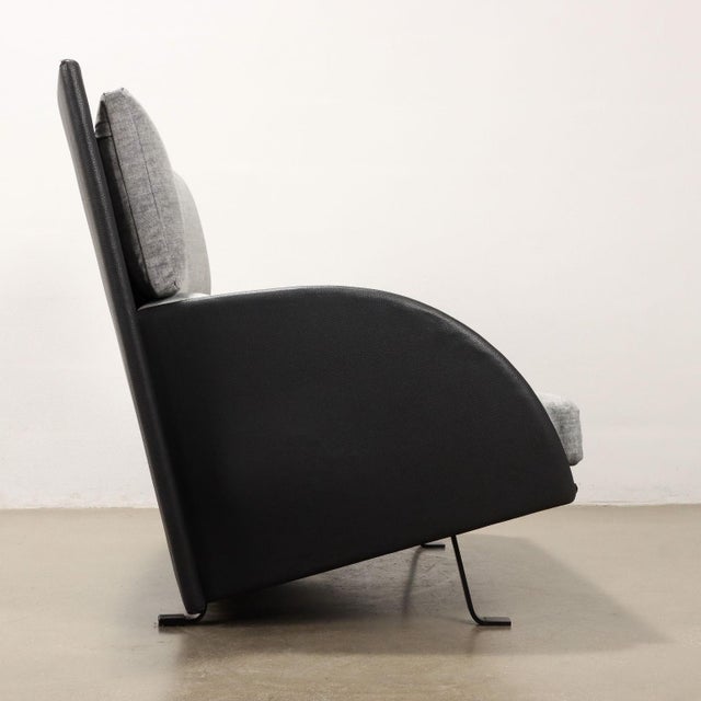 Vintage Sofa in Velvet & Leatherette, Italy, 1980s For Sale - Image 3 of 12